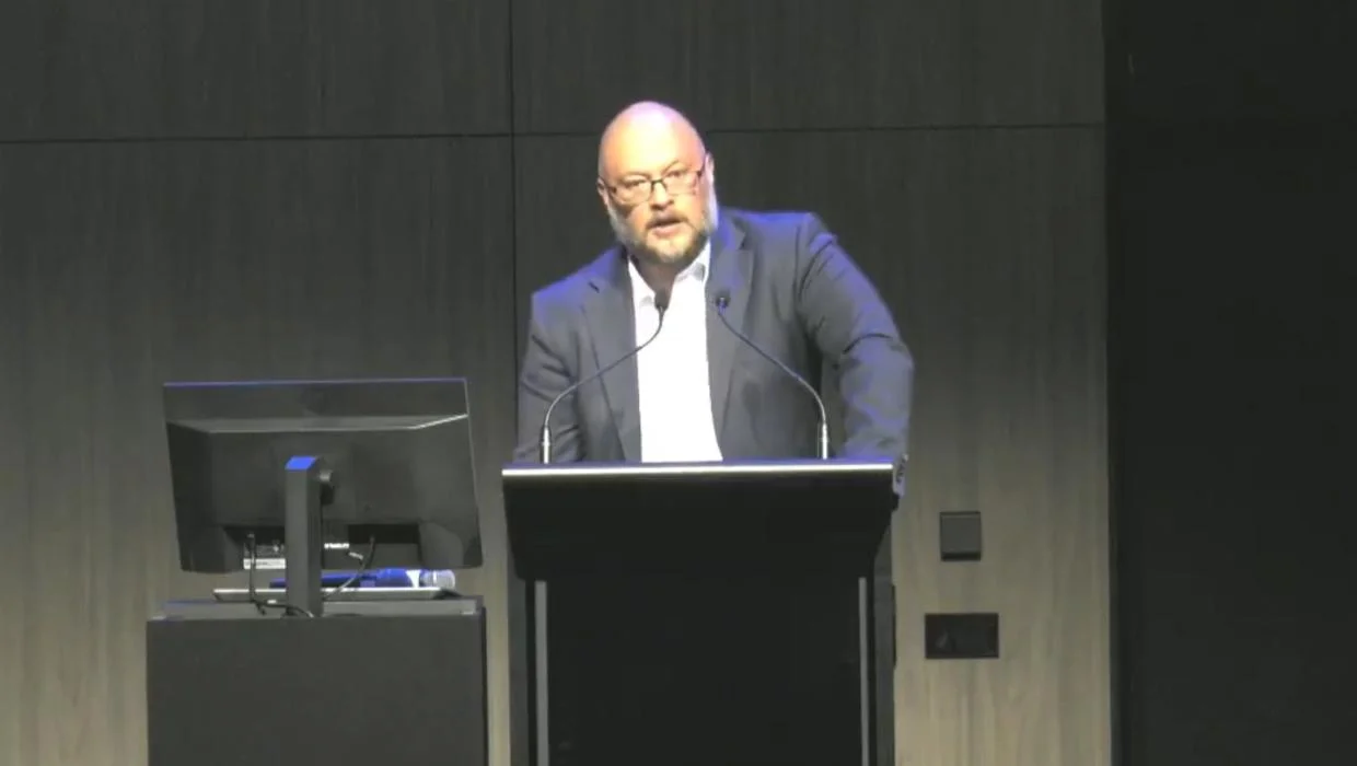 Rhys Williams speaks at the Unsilenced conference in Wellington.