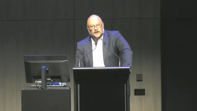 Rhys Williams speaks at the Unsilenced conference in Wellington.